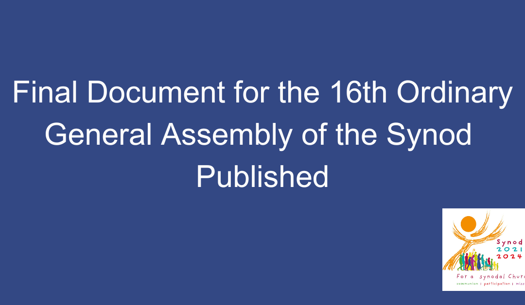 Final Document from the Universal Synod Published